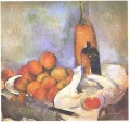 Bodegón con botellas y manzanas Paul Cezanne